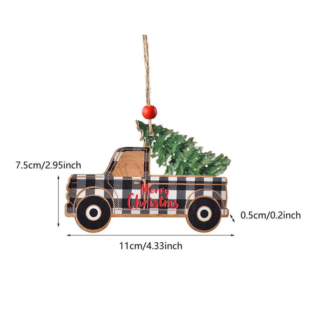 Rustic Wooden Car Hanging Ornament | Christmas Tree Decor