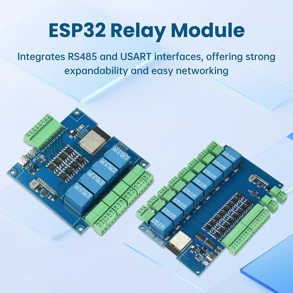 ESP32 Wi-Fi Bluetooth Relay Module 4/8-CH RS485 Modbus Type-C