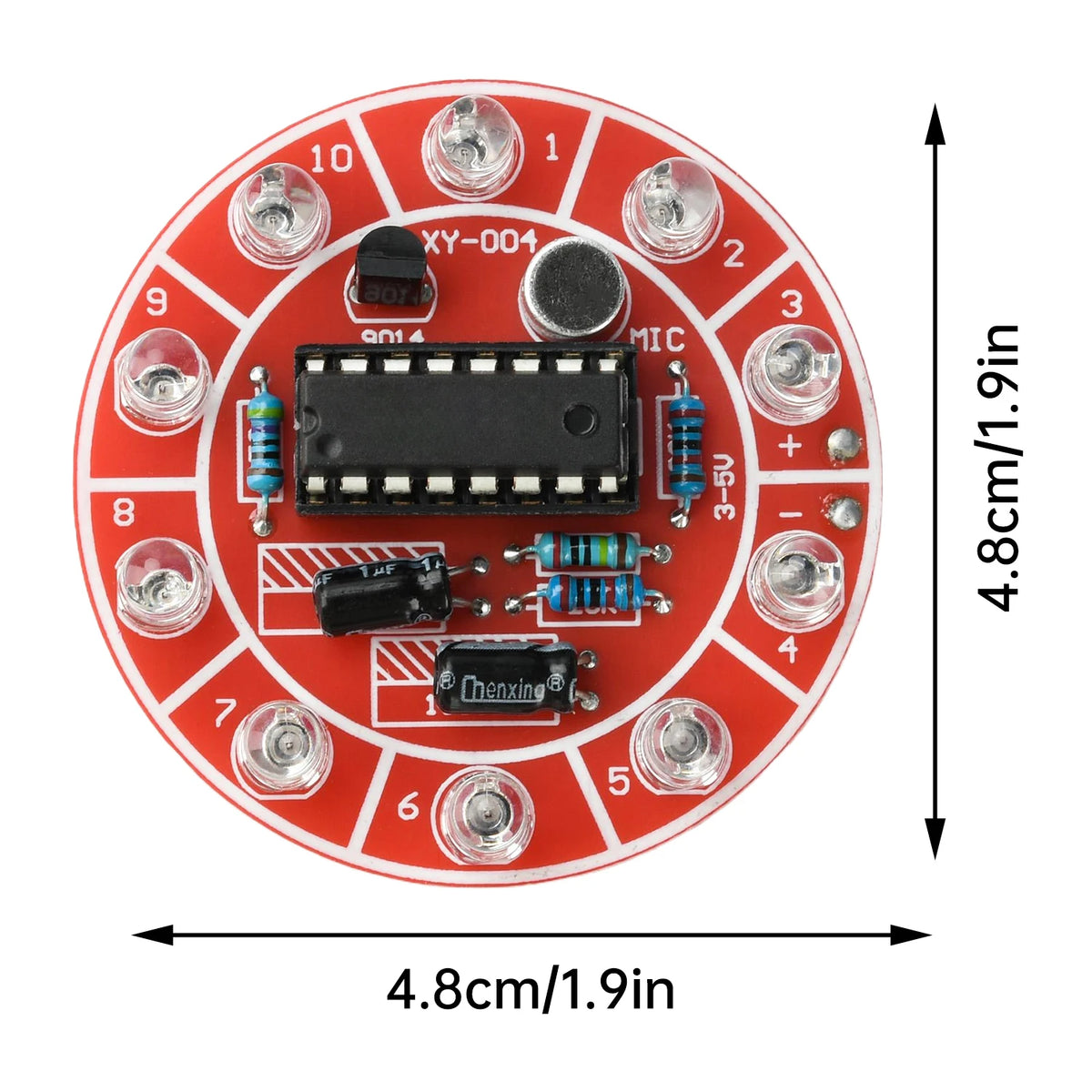 Voice-Controlled LED Rotating DIY Kit – 10 LED Soldering Board