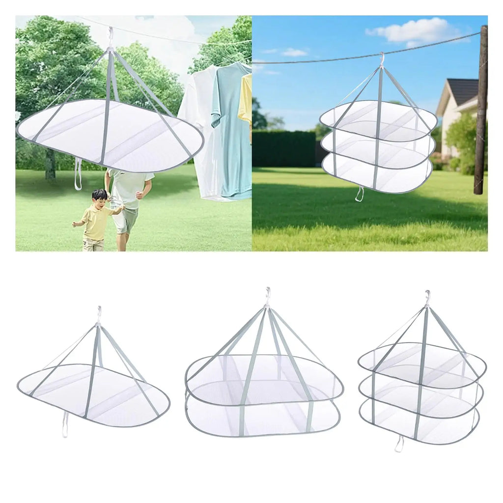 Foldable Mesh Sweater Drying Rack | Hanging Net Steel Frame