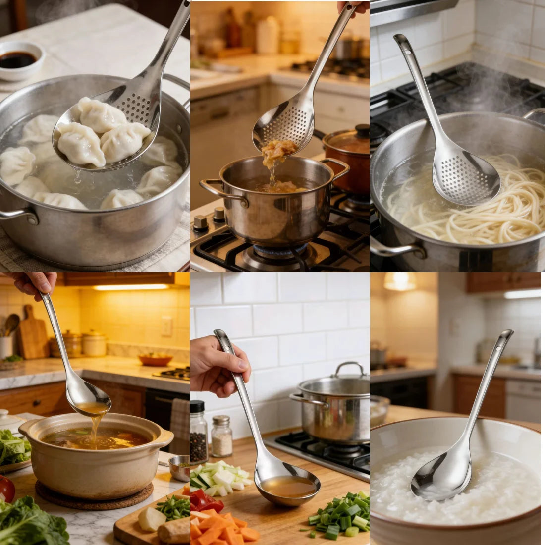 Stainless Steel Skimmer Colander Spoon – Soup & Food Strainer