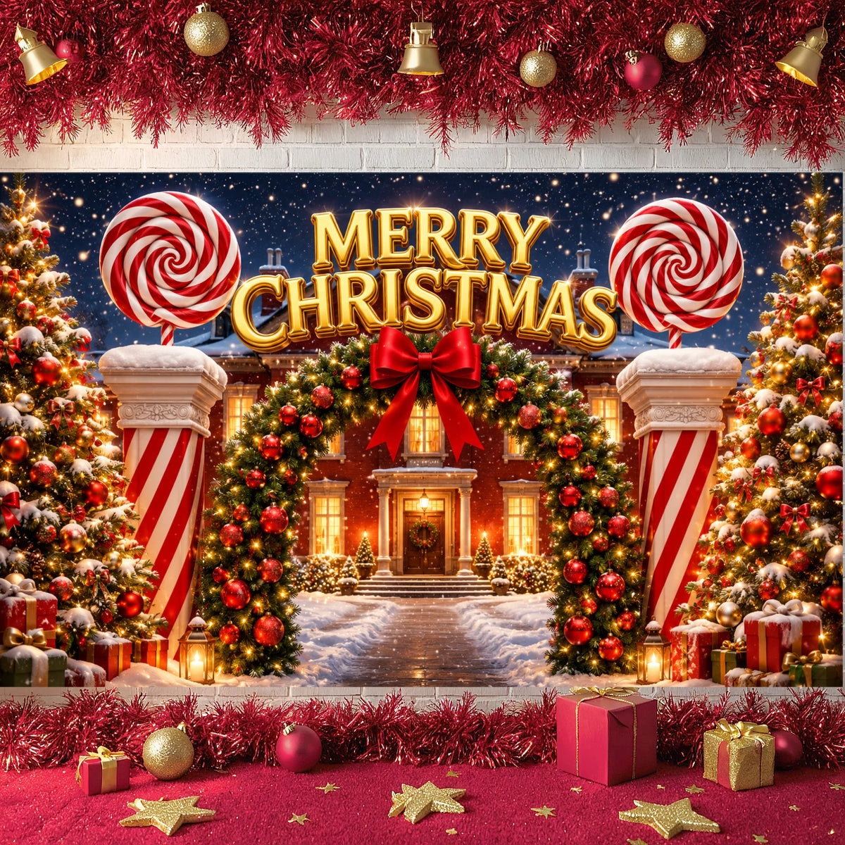 Christmas Backdrop Banner | Winter Holiday Xmas Display