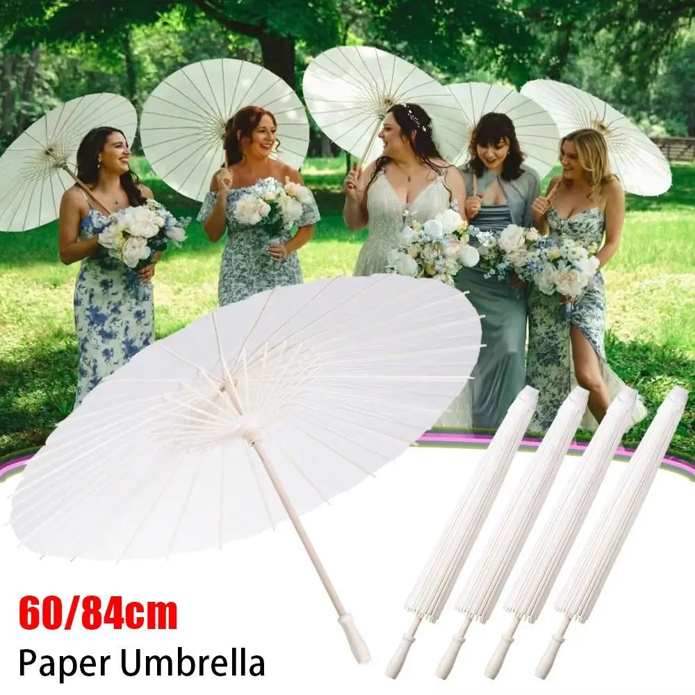 Handmade White Paper Umbrella – Wedding & Photo Prop | 60/84cm