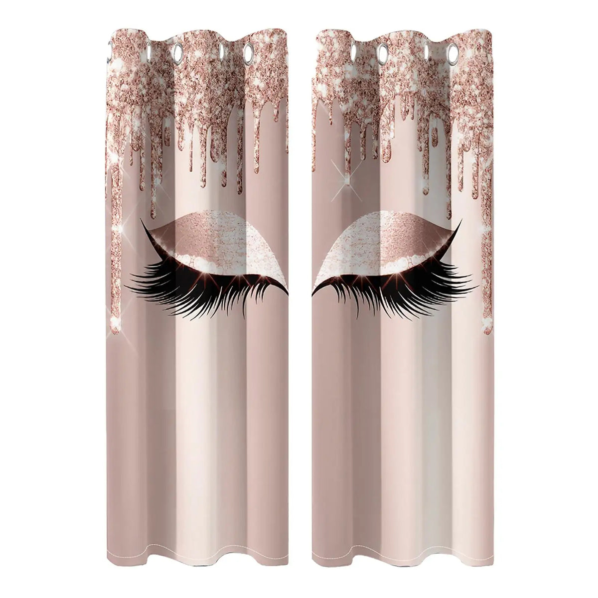 Unicorn Eyelash Blackout Curtains – 2 Panel Room Darkening Set