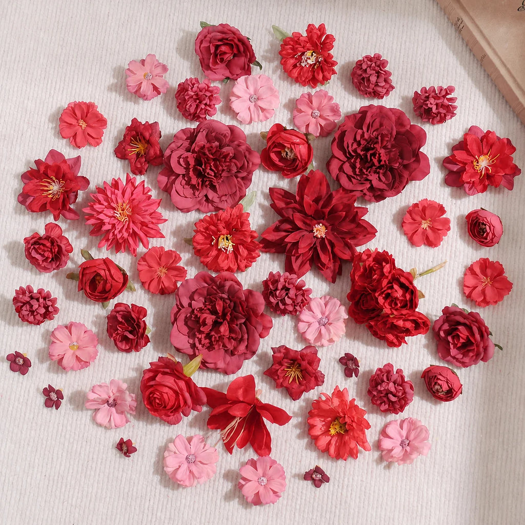 48-Piece Silk Artificial Flower Heads | DIY Décor Set