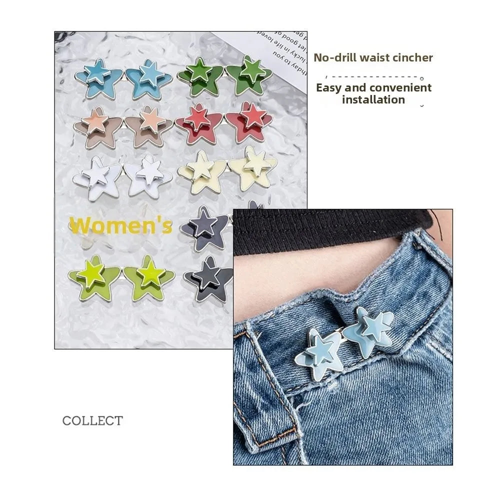 No-Sew Adjustable Jeans Waist Buckle Set – Metal Button 2 Pack