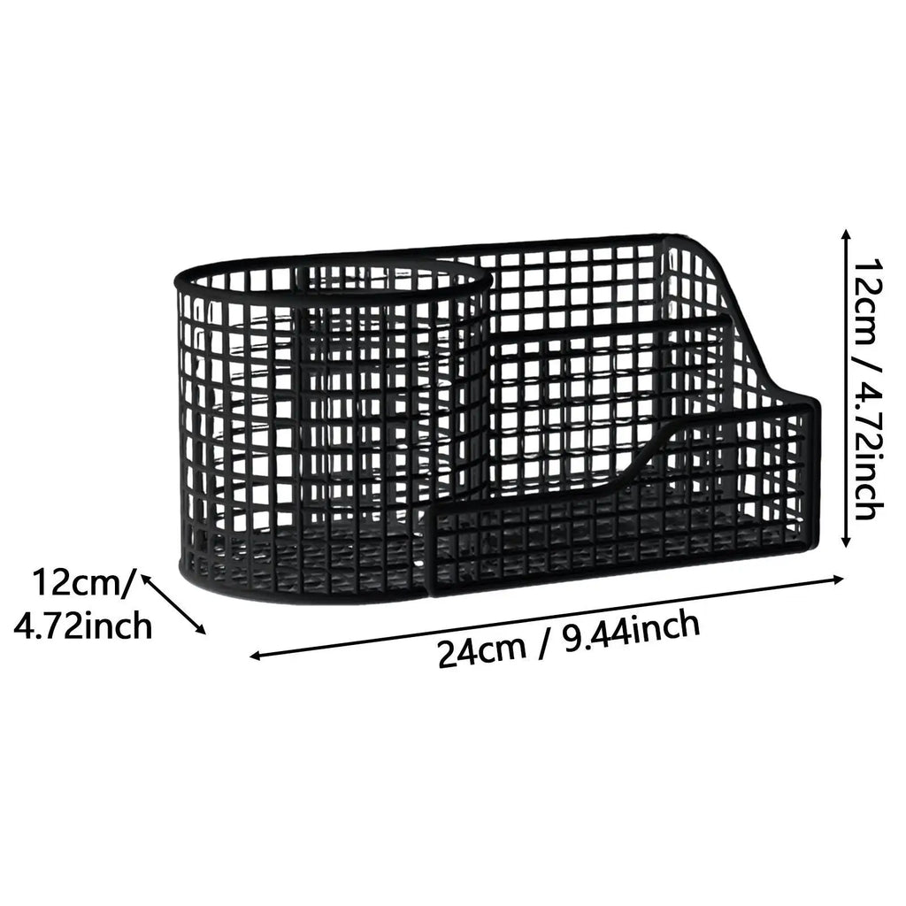 Metal Makeup Brush Holder – 3-Compartment Vanity Organizer
