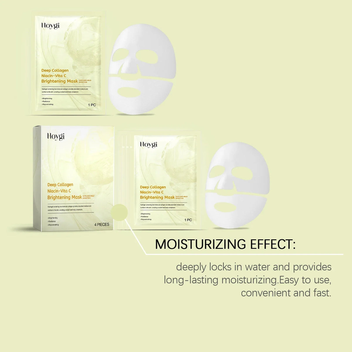 Hoygi Vitamin C Sheet Mask – Brightening & Hydrating 4-Pack