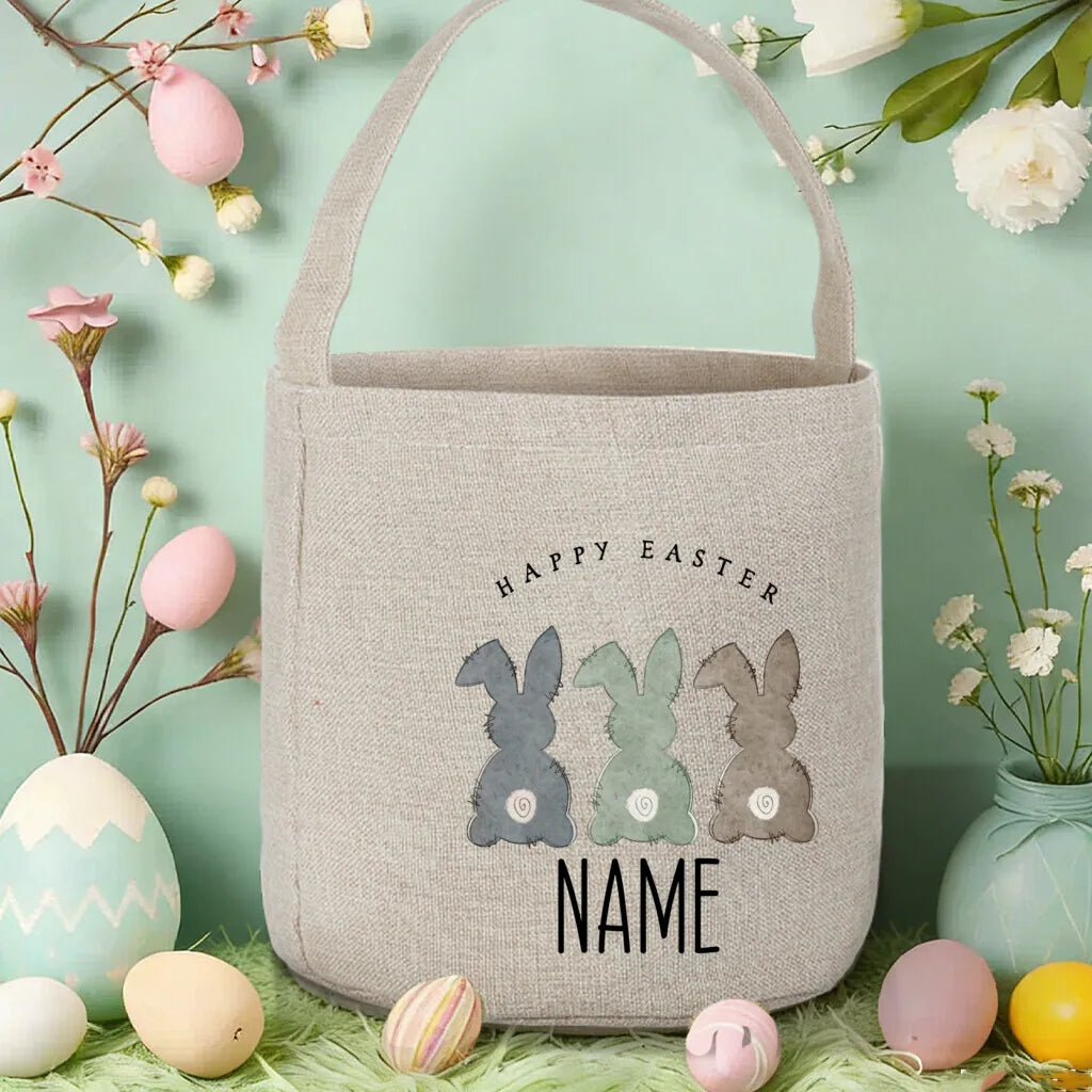 Personalized Easter Basket – Custom Name Foldable Bunny Bag