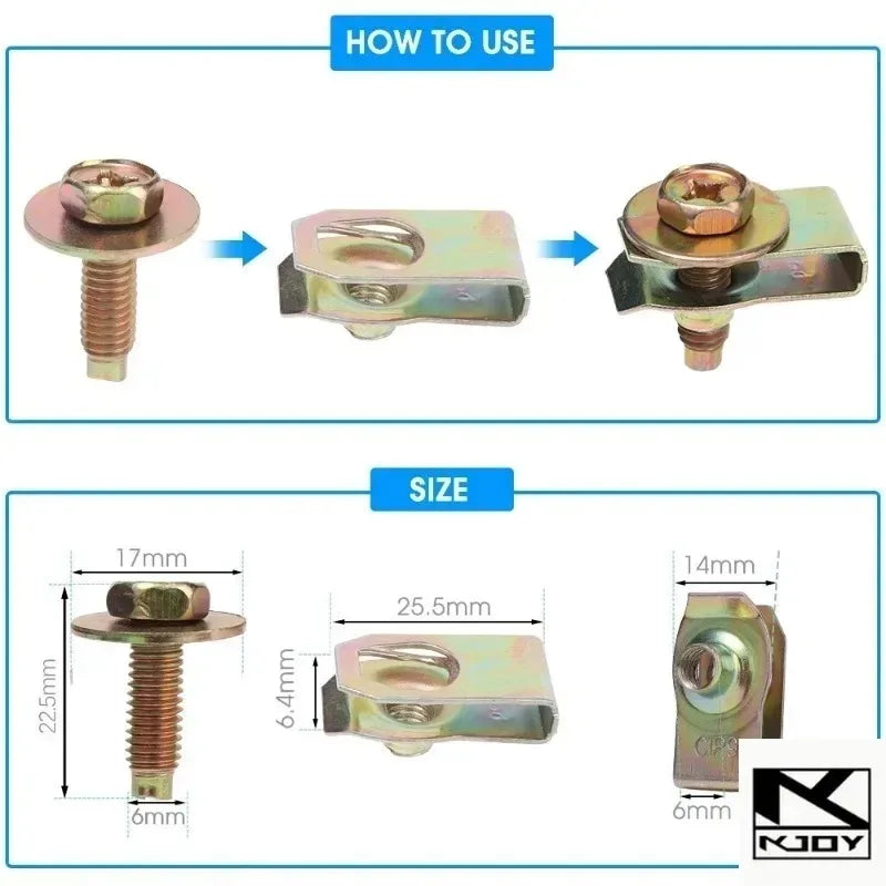 kkjoy M6 U-Nut Screw Fasteners for Fender & Bumper – 10/20 Pack