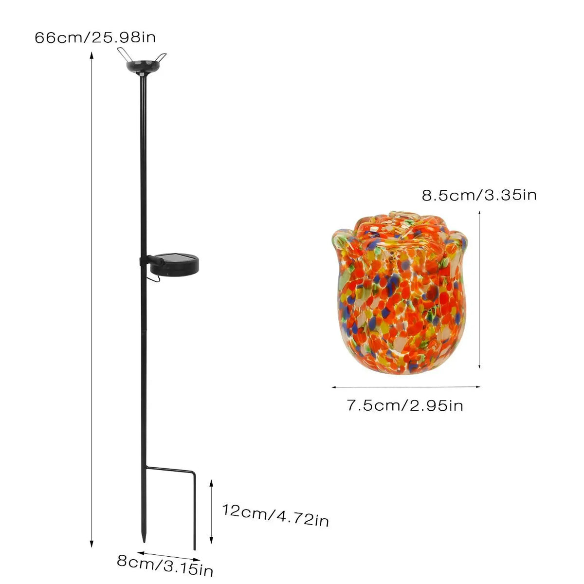 Solar Rose Garden Stake Light – Weatherproof Iron Art 66cm