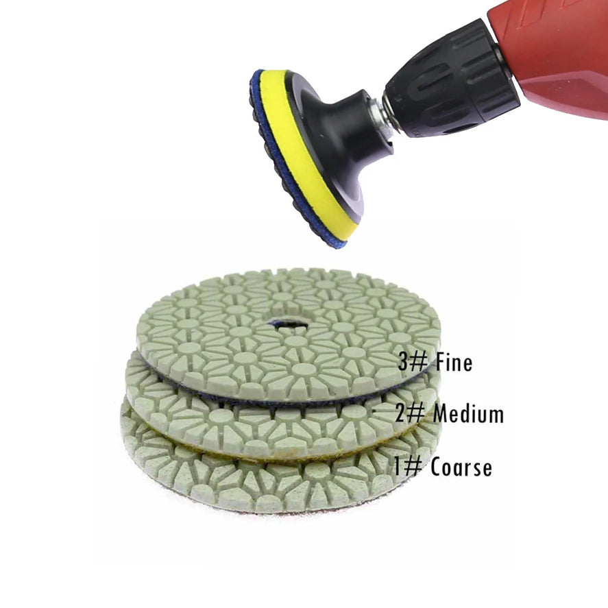 3-Step Diamond Polishing Pads 3" & 4" for Marble & Granite