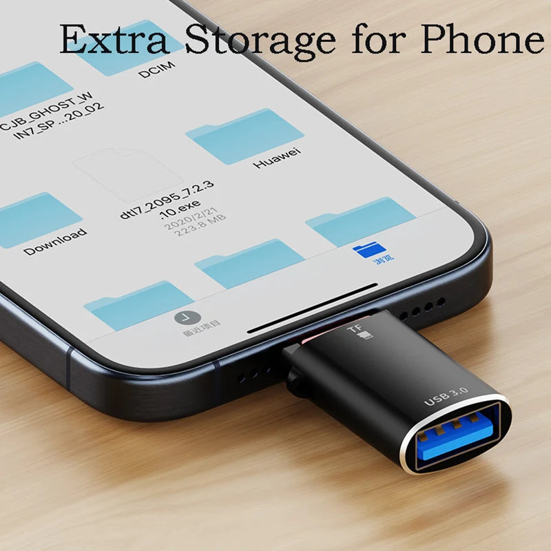 USB-C to USB 3.0 OTG Adapter – SD & TF Card Reader Dongle