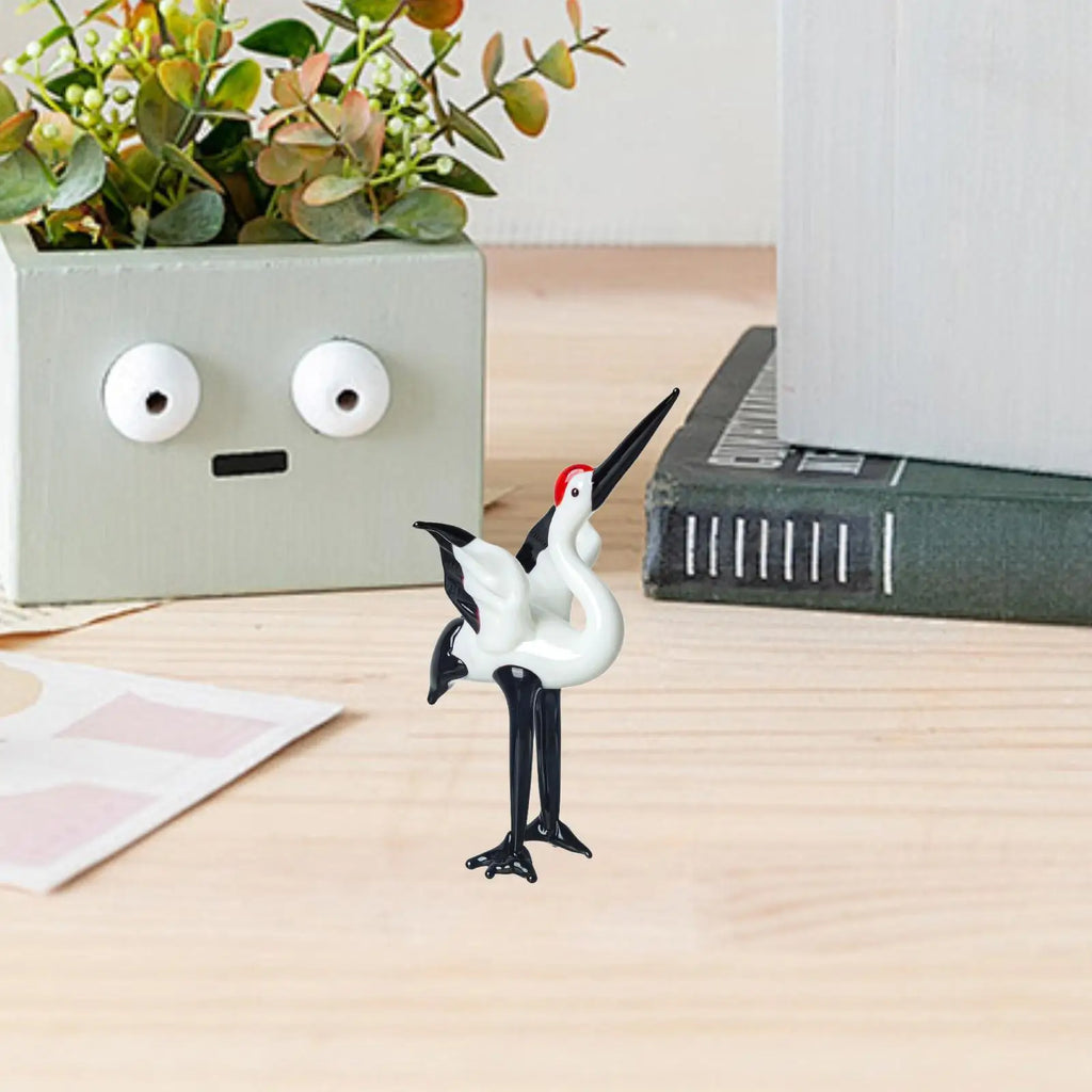 Handcrafted Ceramic Crane Figurine | Miniature Stork Statue