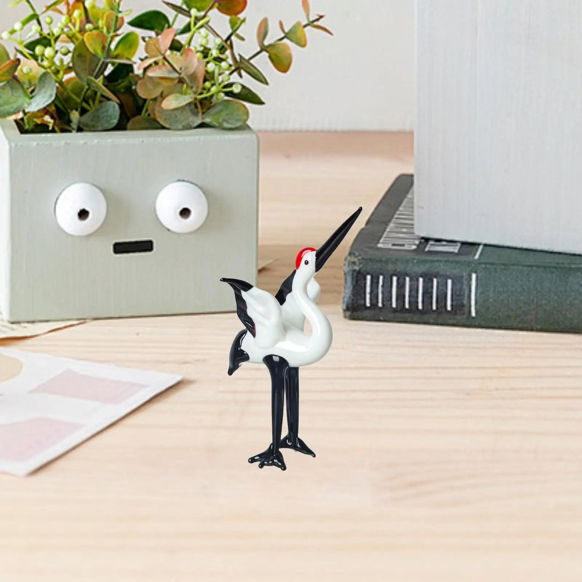 Handcrafted Ceramic Crane Figurine | Miniature Stork Statue