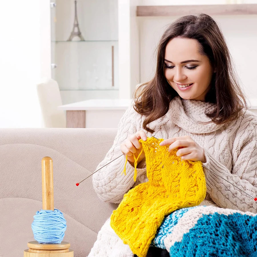 Wooden Yarn Skein Holder & Dispenser for Knitting & Crochet