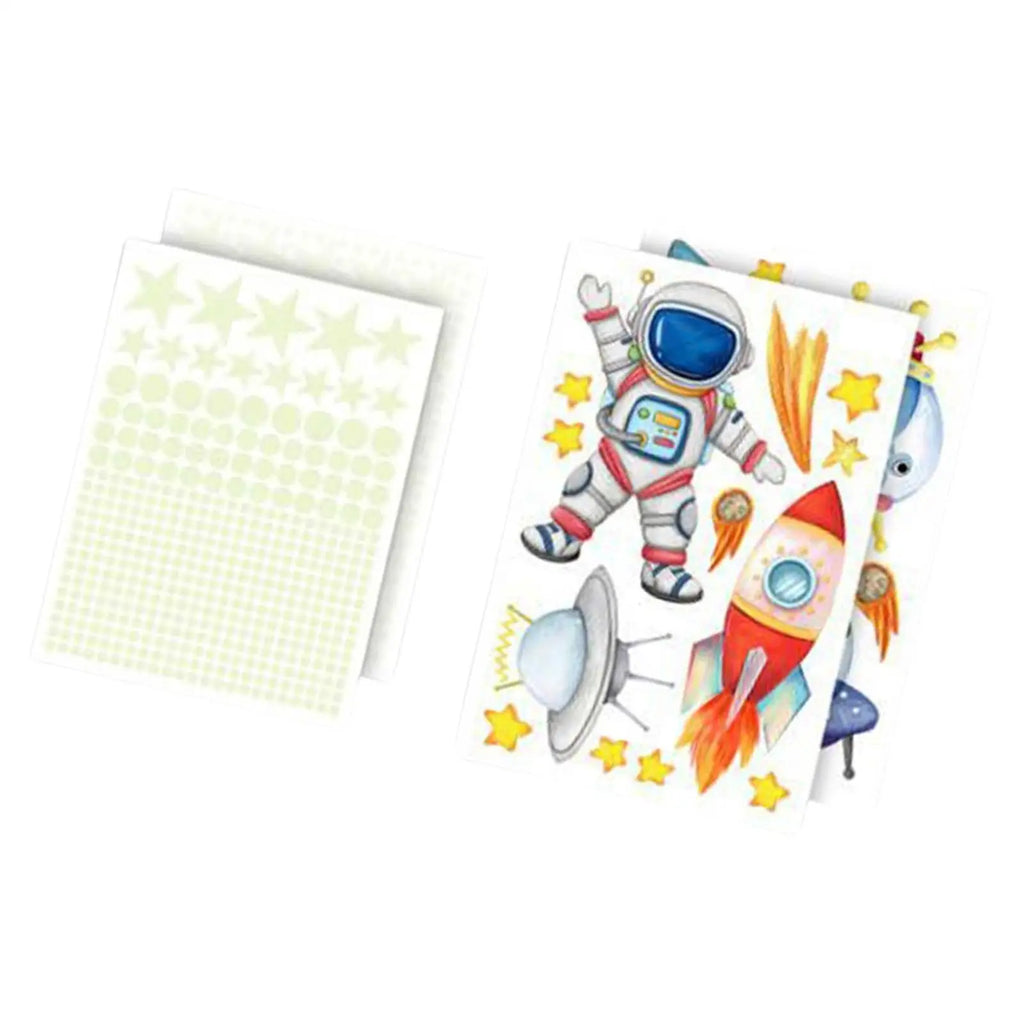 Glow in the Dark Astronaut Star Wall Decals for Kids Room