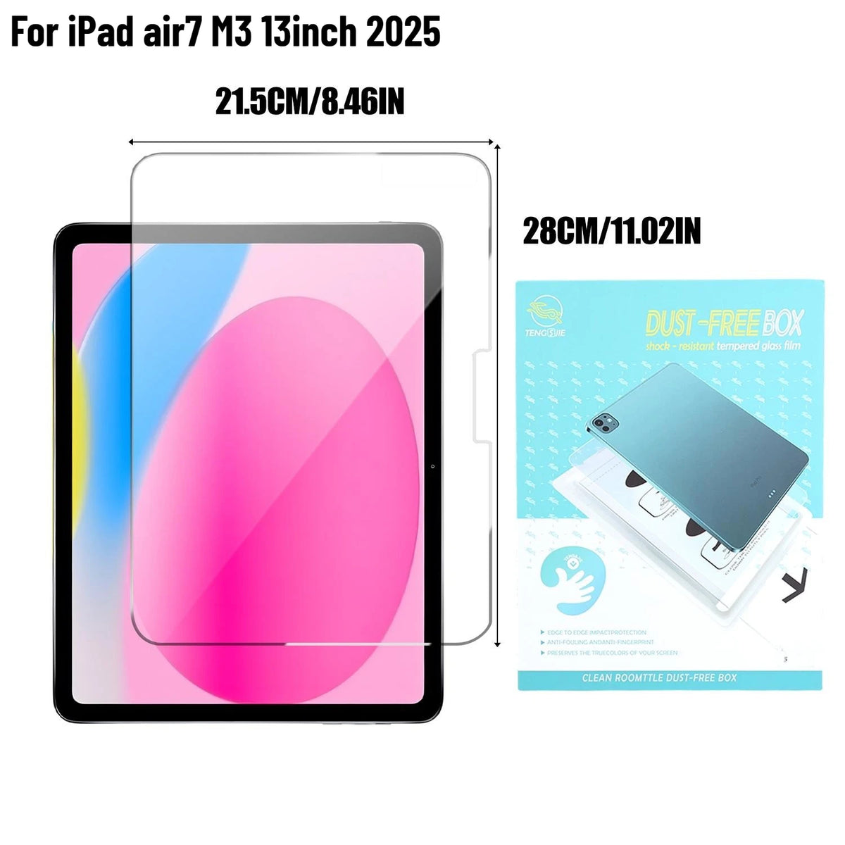 Tempered Glass Screen Protector iPad Pro Air 11 & 13 Inch 2025