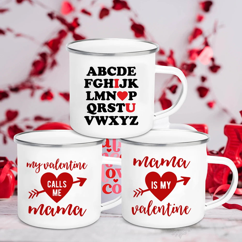 ABC I Love You Enamel Mug – Cartoon Valentine Gift Cup
