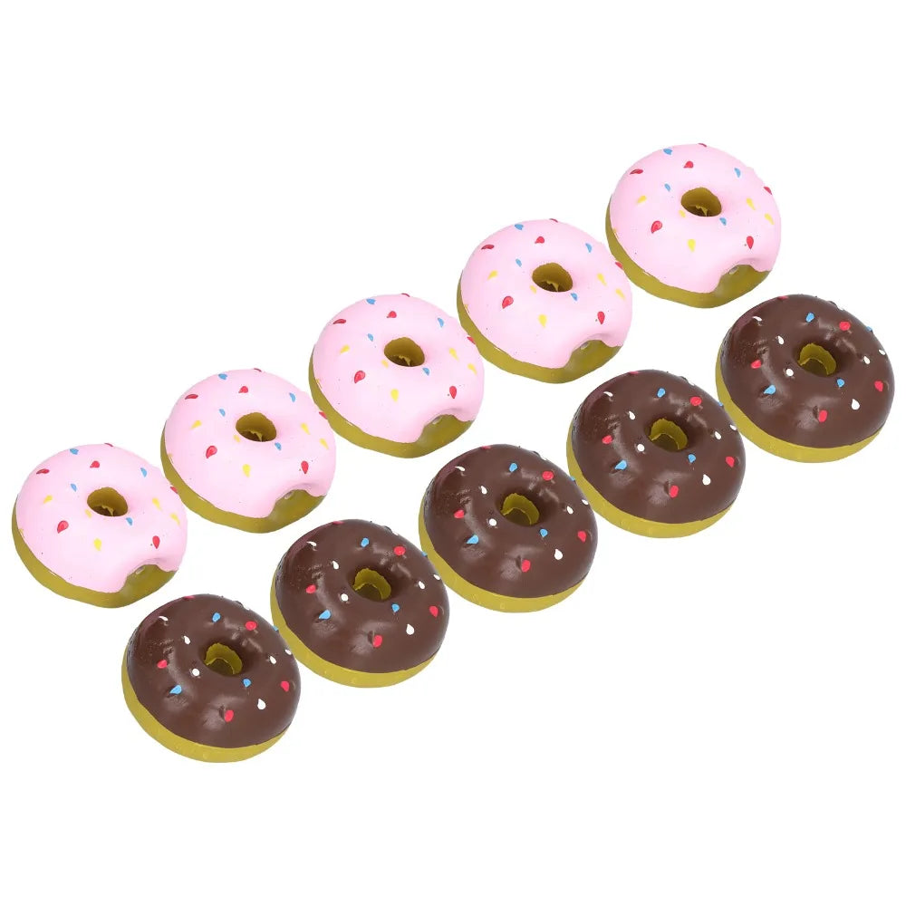 10-Pack Latex Donut Squeaky Dog Toys – Puppy Chew Set