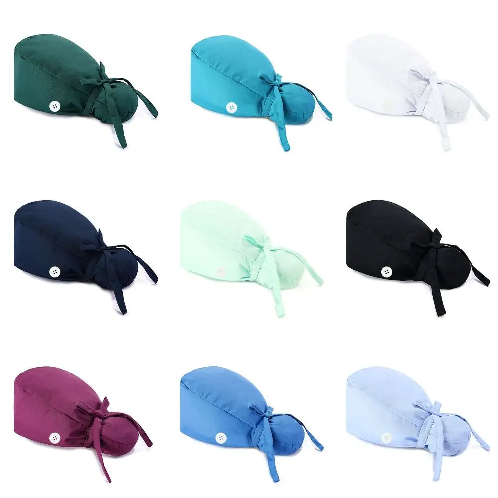 Adjustable Scrub Cap with Buttons & Ponytail Holder | Unisex