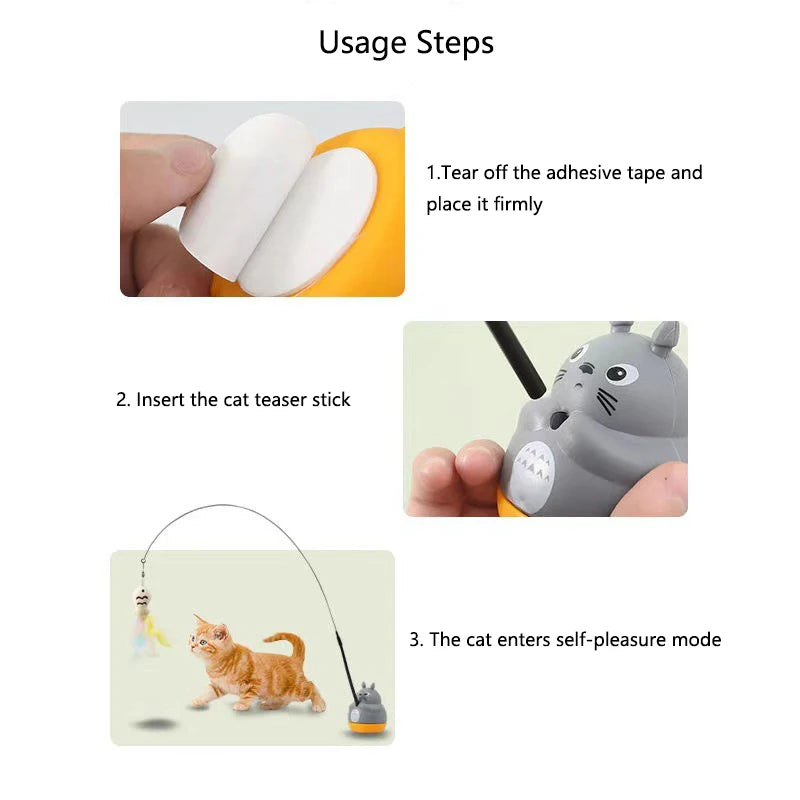 Feather Cat Fishing Wand Toy – Steel Wire Long Pole for Cats