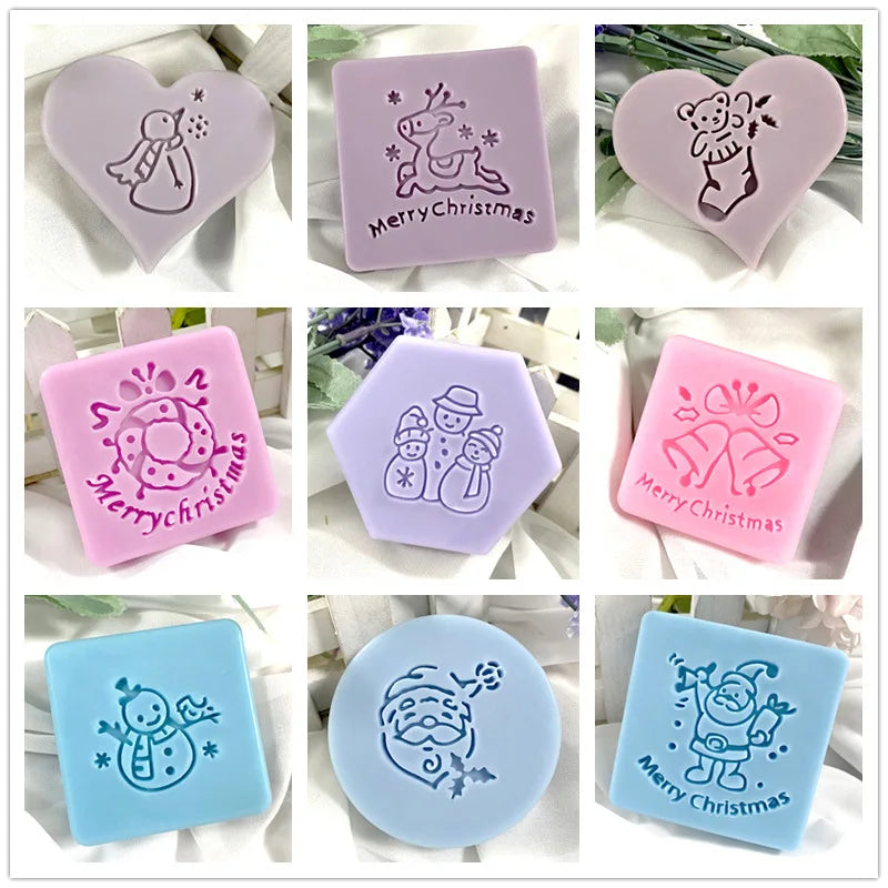 Christmas Acrylic Soap Stamp Set – Xmas Tree & Animal Designs