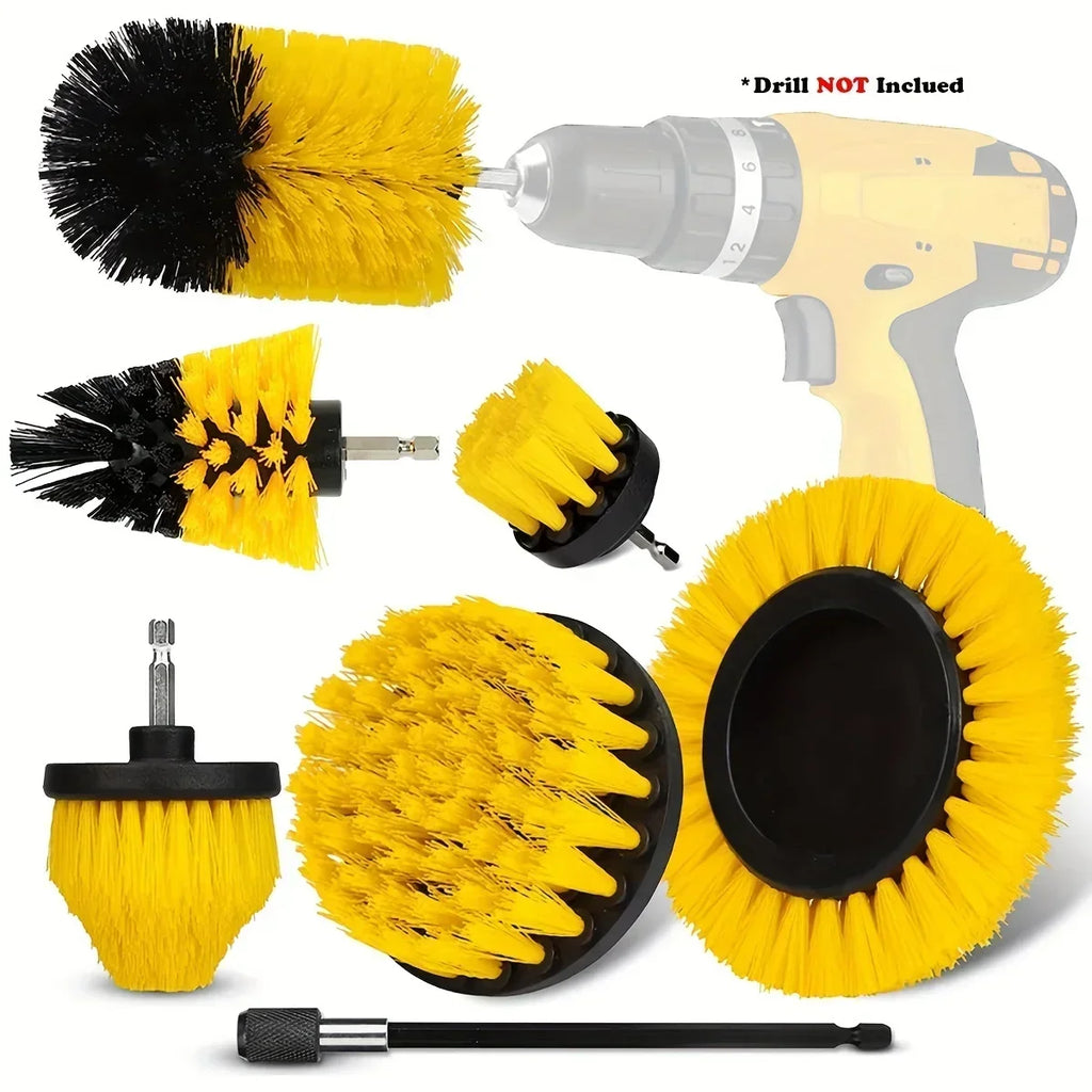 7-Piece Drill Brush Attachment Set with Extension Pole