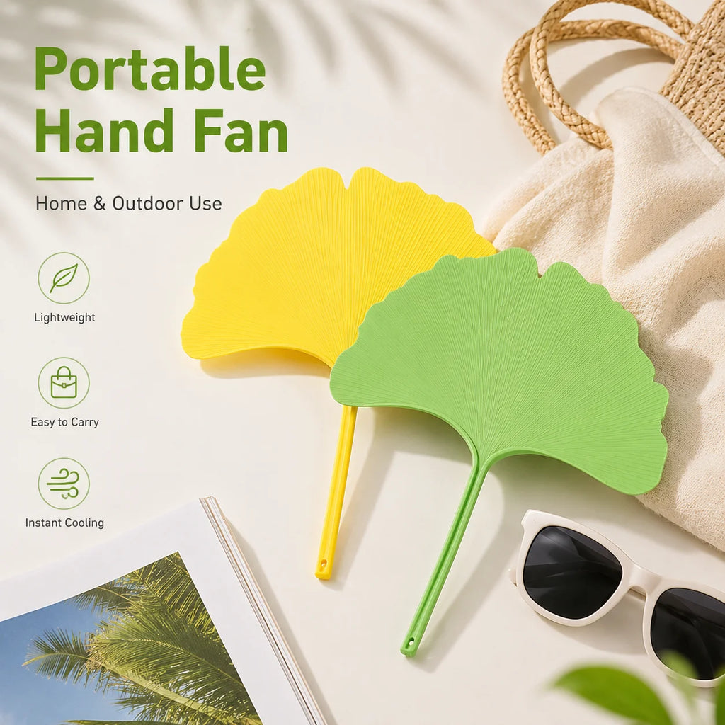 Ginkgo Leaf & Seashell Hand Fan – Ancient Style Portable Fan