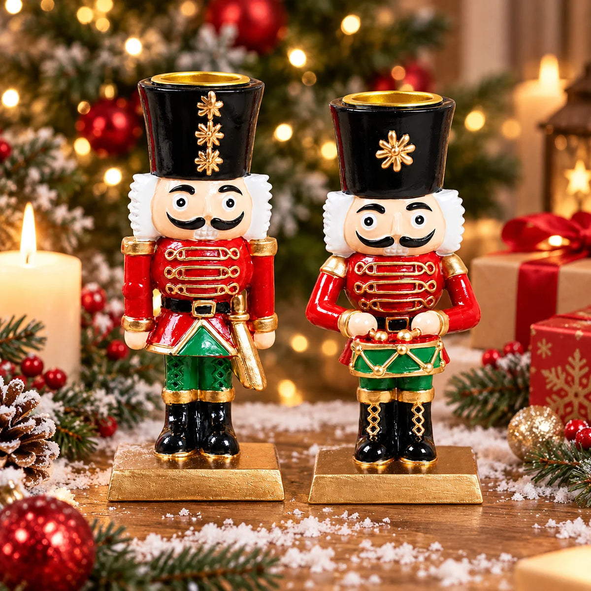 Christmas Nutcracker Candle Holder Resin Soldier Figurine