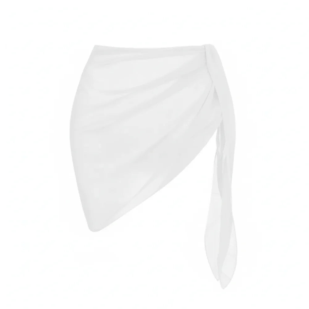 Women's Sheer Beach Wrap Skirt – Solid Color Bikini Cover-Up