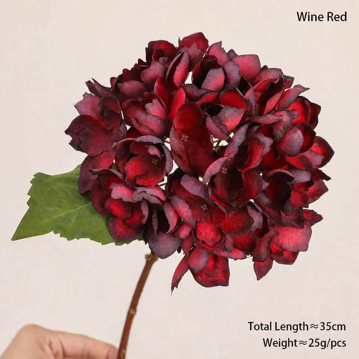 Silk Artificial Hydrangea Single Stem – 14 Colors | Fake Flower