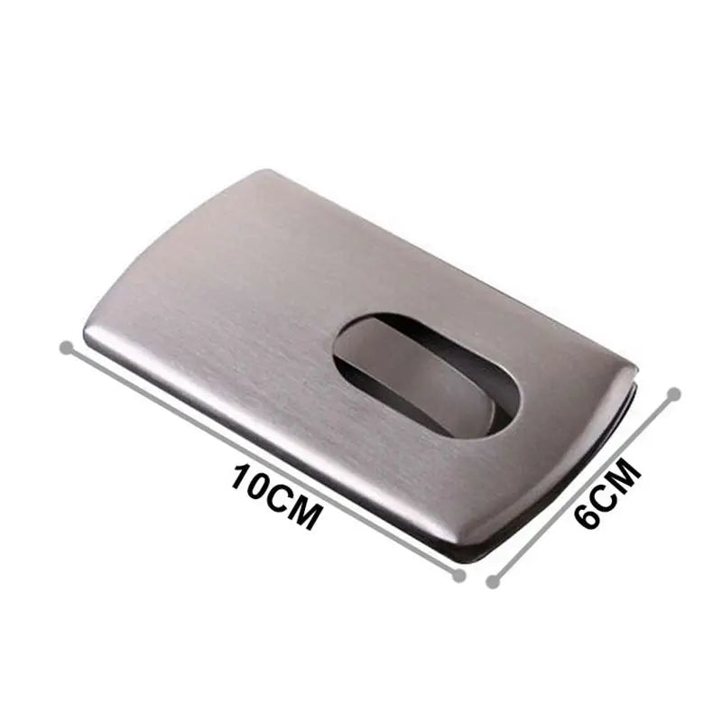 Stainless Steel Hand-Push Business Card Holder Case