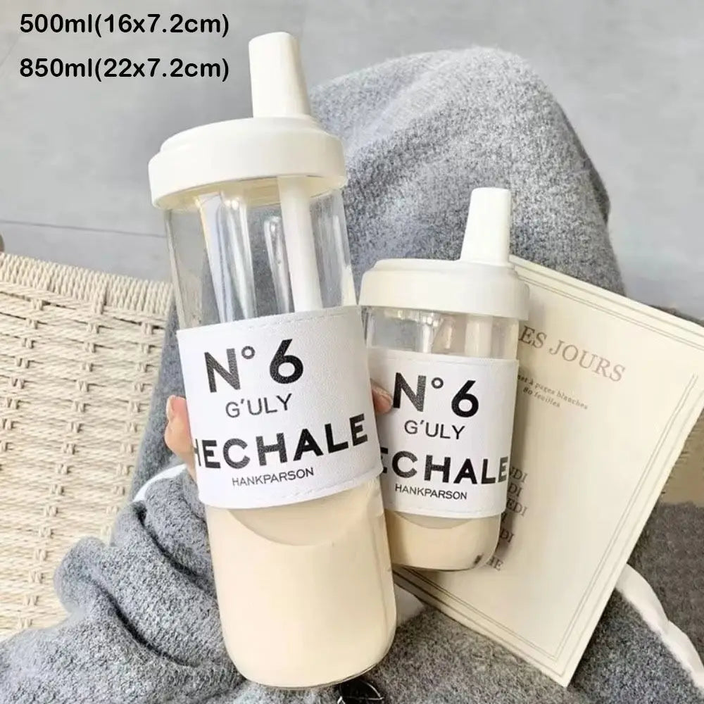 Large Transparent Straw Cup with Lid – 500ml & 850ml Reusable