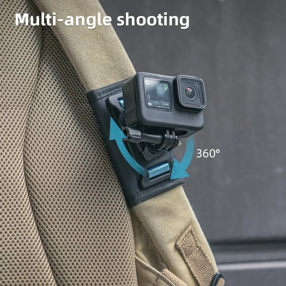 360° Backpack Shoulder Strap Mount for GoPro, DJI & Insta360