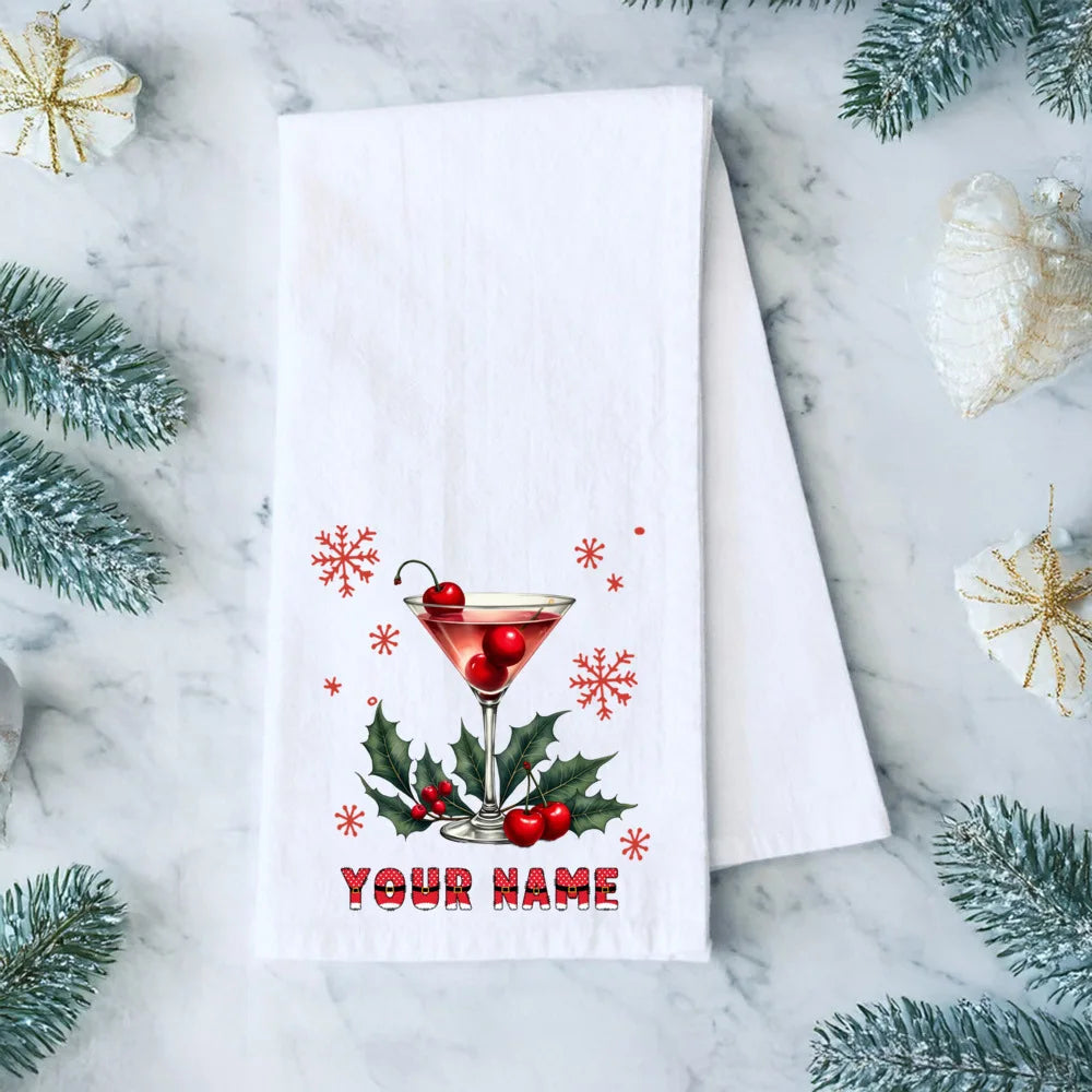 Personalized Christmas Tea Towel – Festive Holiday Kitchen Gift