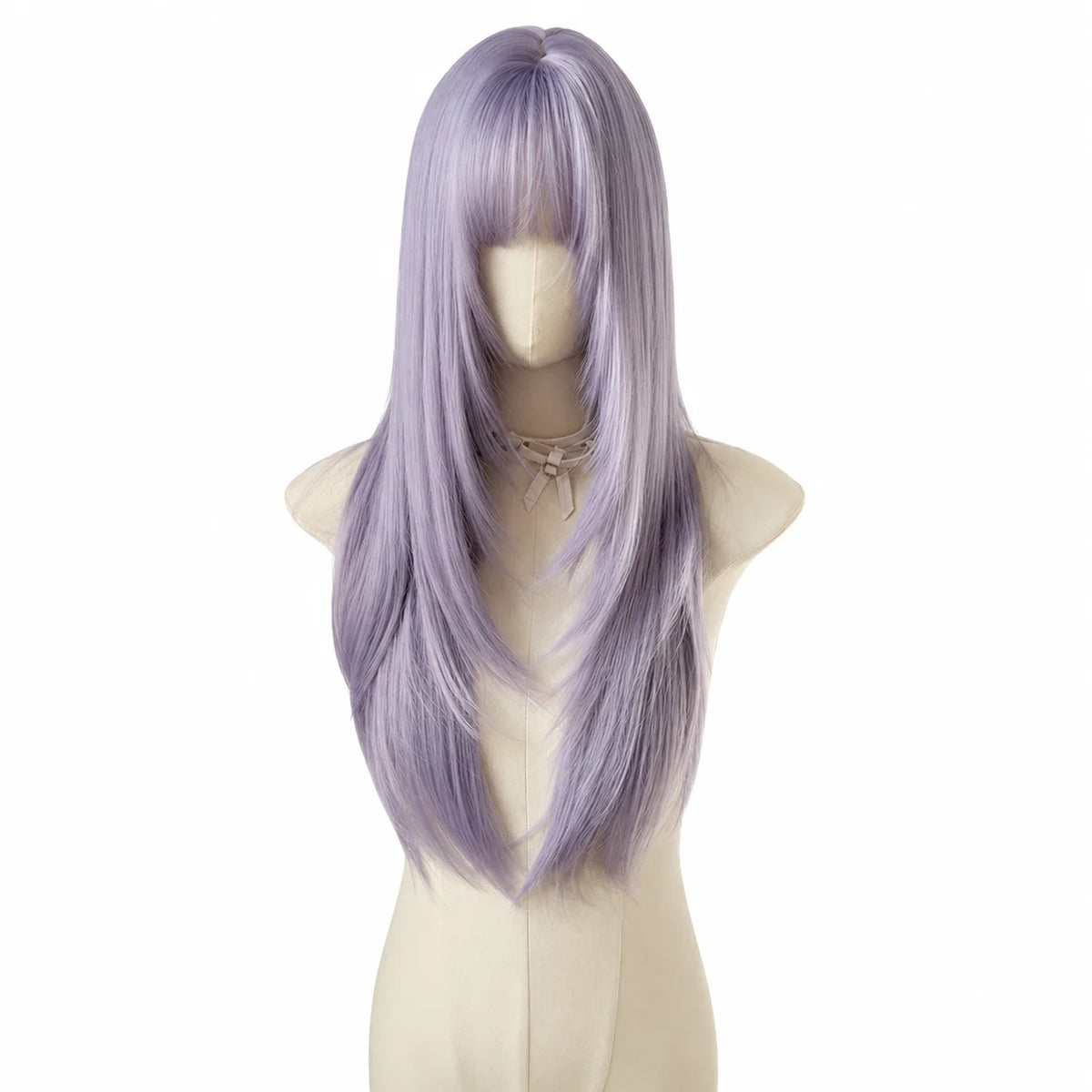 Purple Long Straight Wig – Lolita Blunt Bangs Y2K Cosplay