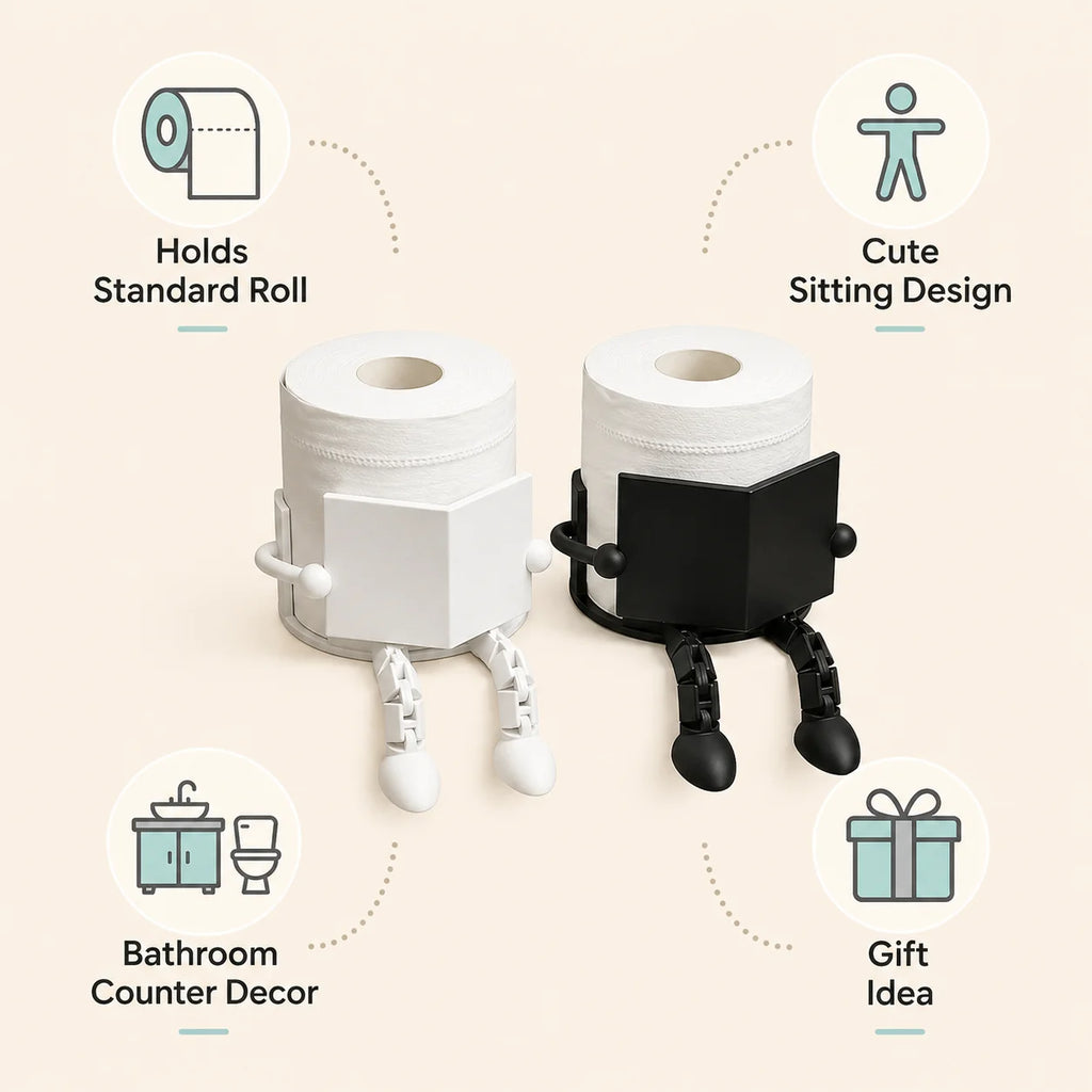 Cute Robot Toilet Paper Holder – Freestanding Countertop Stand