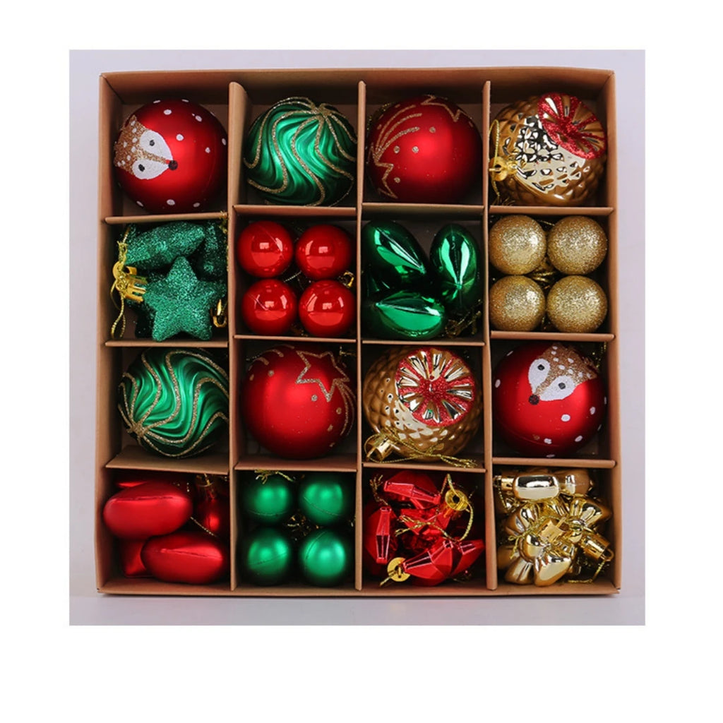 65-Piece Christmas Ball Ornament Set with Gift Box