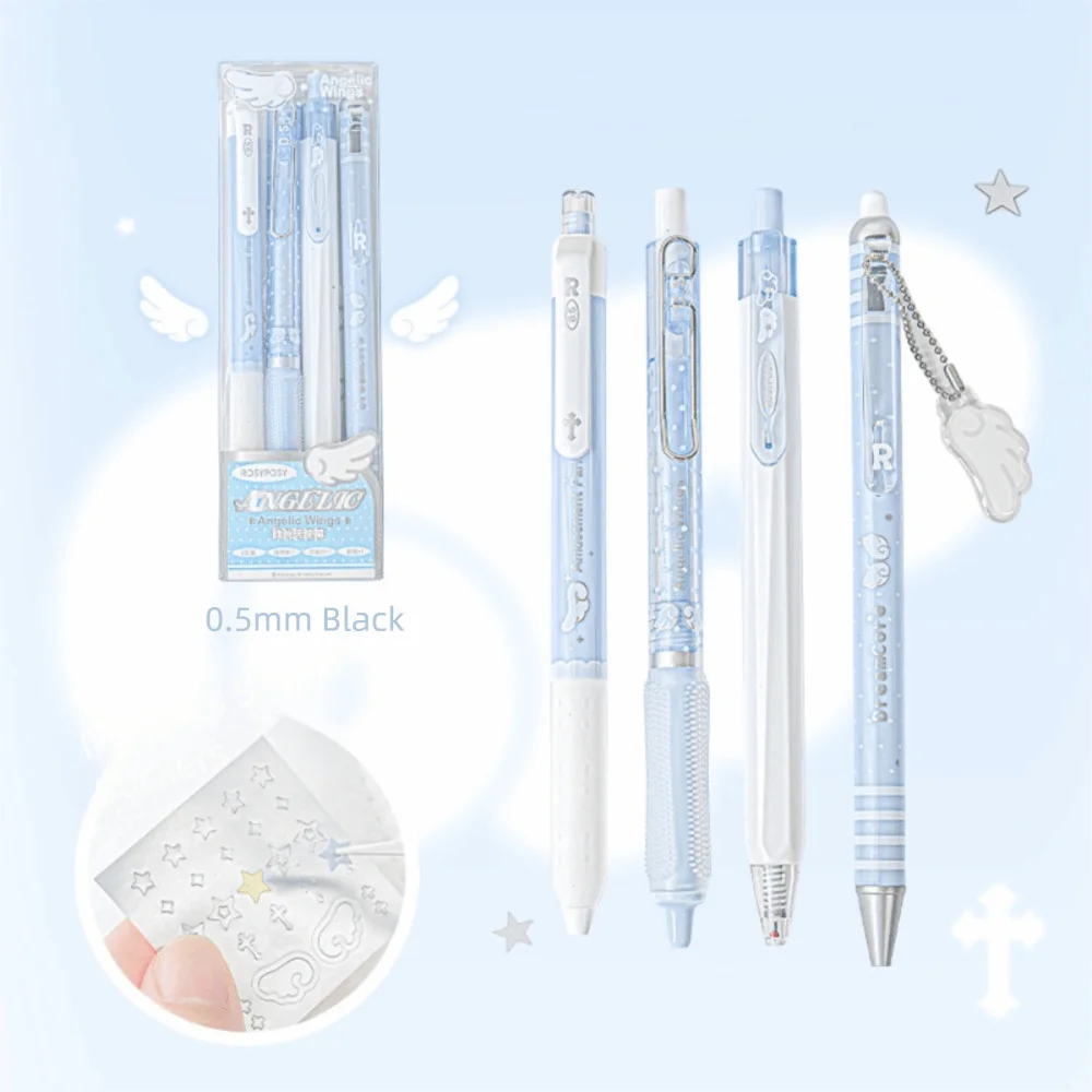 Pearl Angel Gel Pen Set 4-Pack | 0.5mm Black Ink Smooth Write