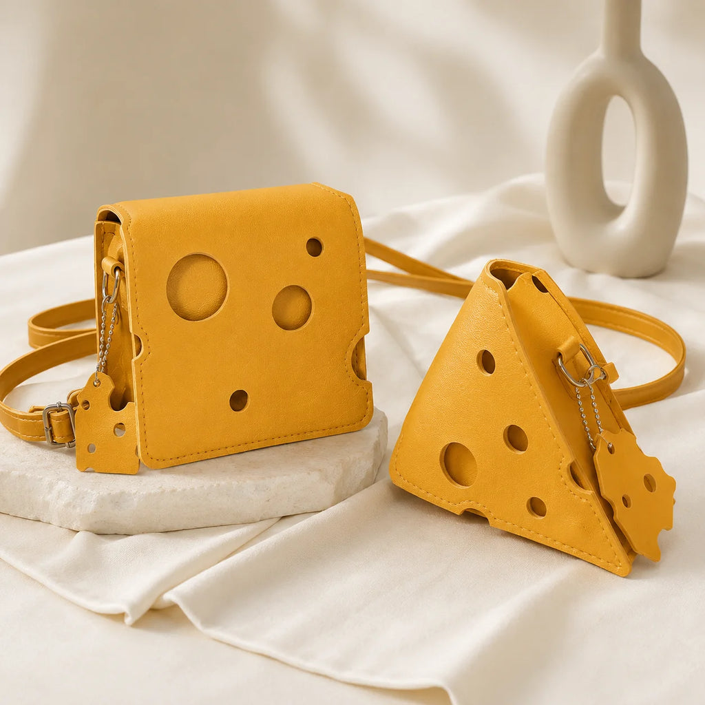 Cheese Shape Crossbody Bag – Mini PU Shoulder Purse for Women