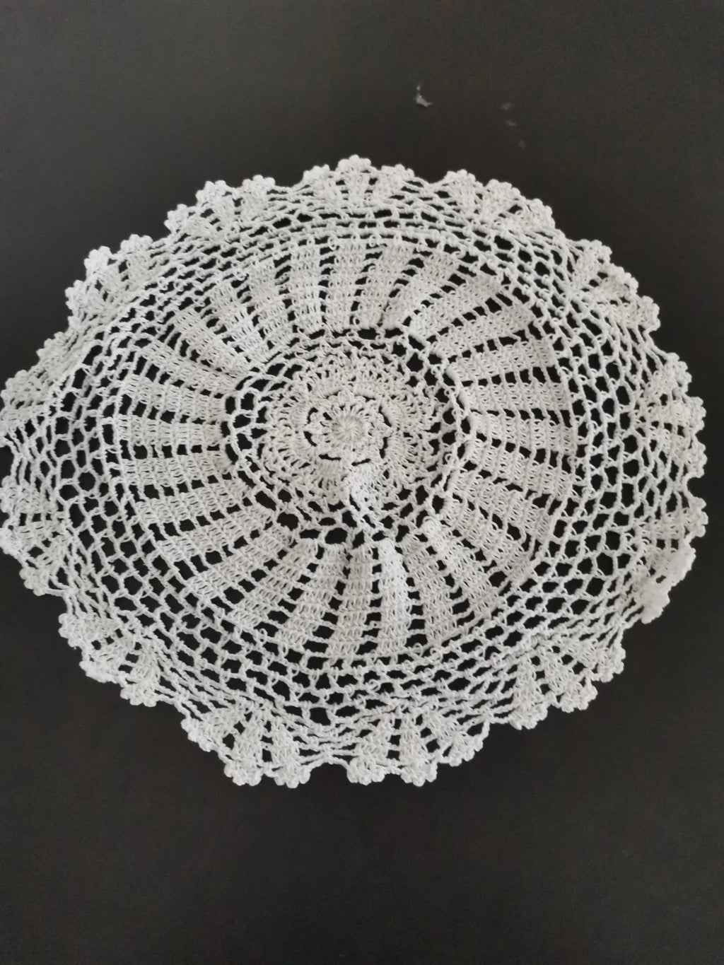 Hand Crocheted Cotton Lace Doily – Vintage Round Table Mat