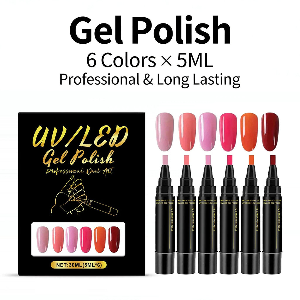 6-Piece Nail Gel Polish Set – DIY Nail Art Manicure Kit 5ml