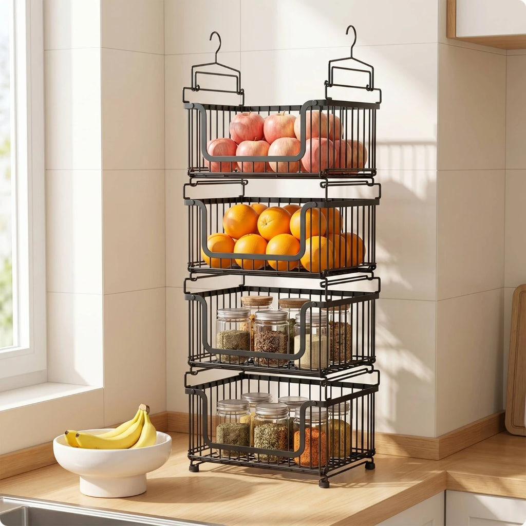 Under Shelf Basket – Stackable Wire Hanging Kitchen Organizer