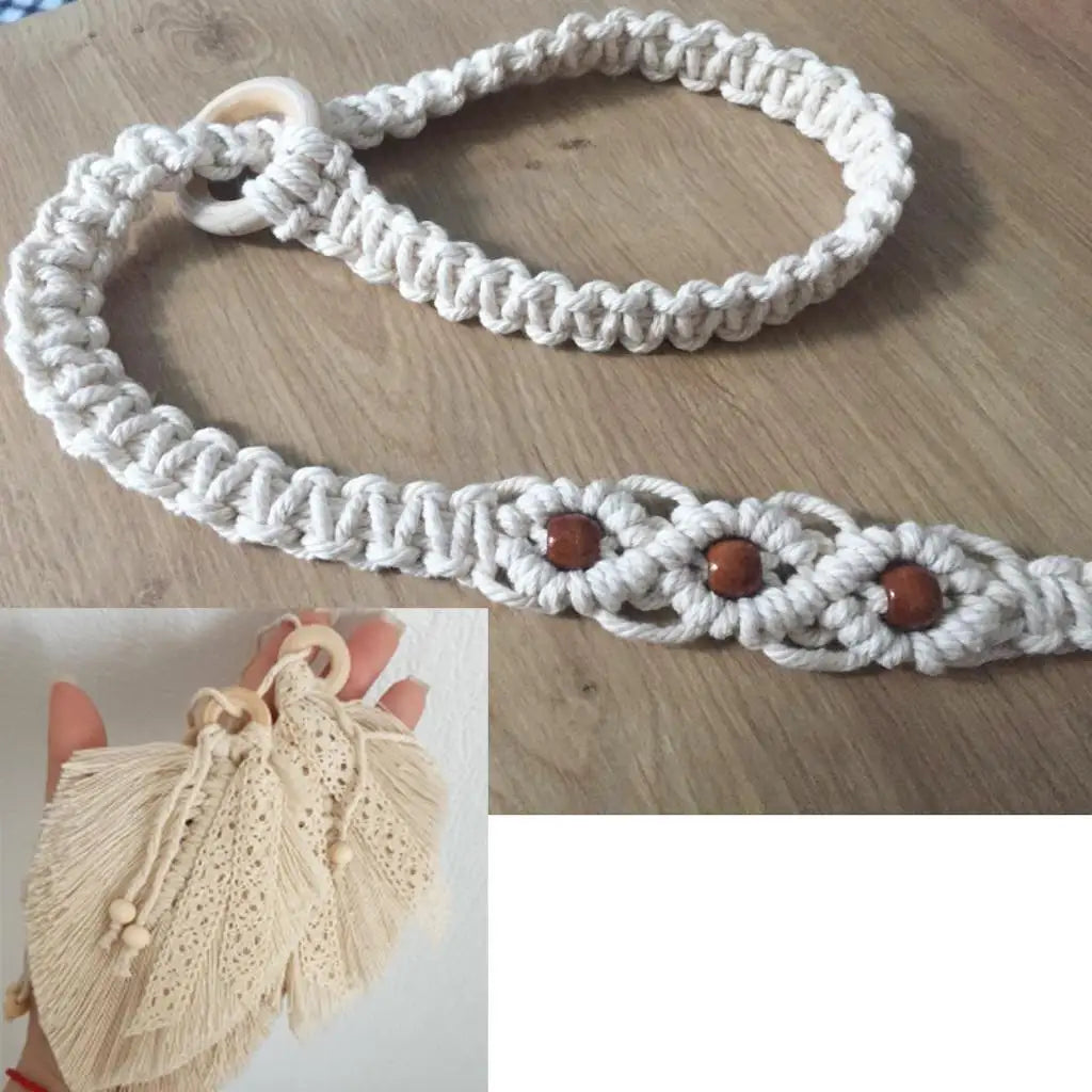 Macrame Cord 3mm 109 Yards – Natural Cotton Kit with Wood Rings