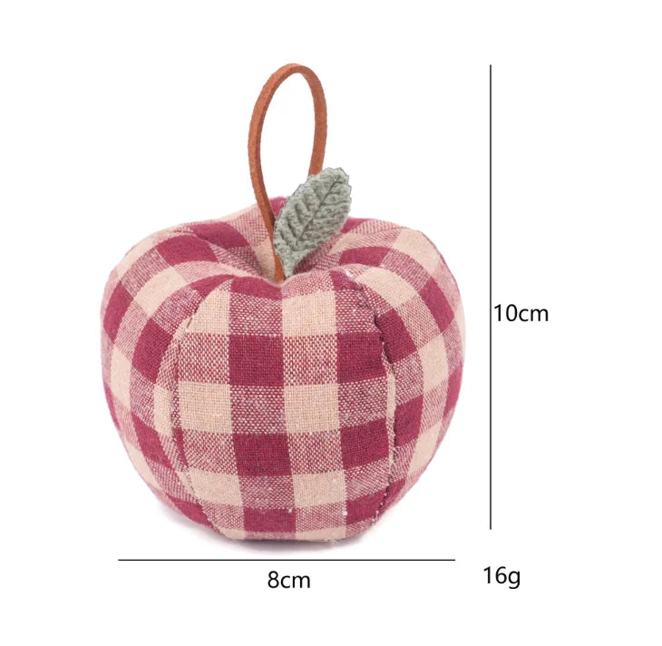 Vintage Stuffed Plaid Apple Ornament – Farmhouse Home Decor