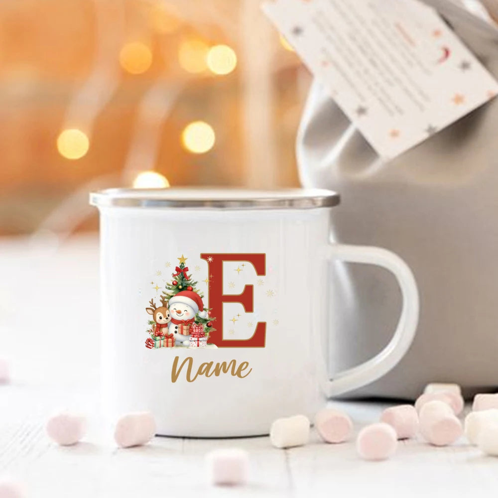 Personalized Christmas Mug – Name & Initial Santa Hat Design