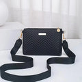 Quilted Women's Crossbody Bag – Wave Pattern PU Shoulder Purse