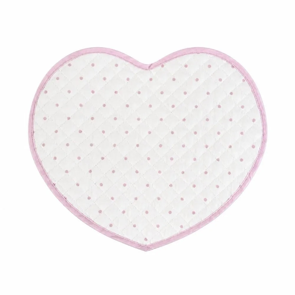 Heart-Shaped Quilted Cotton Placemat – Polka Dot & Plaid Coaster