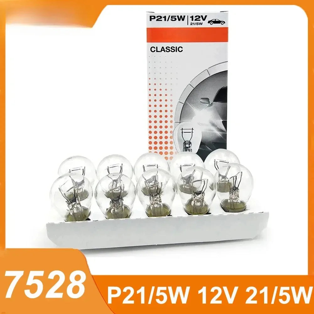 OSRAM 7528 P21/5W Halogen Bulbs 10-Pack | BAY15d 12V Dual Filament
